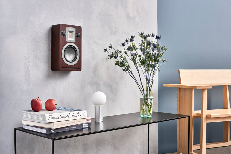 Audiovector QR Wall lifestyle on-wall speaker dark walnut