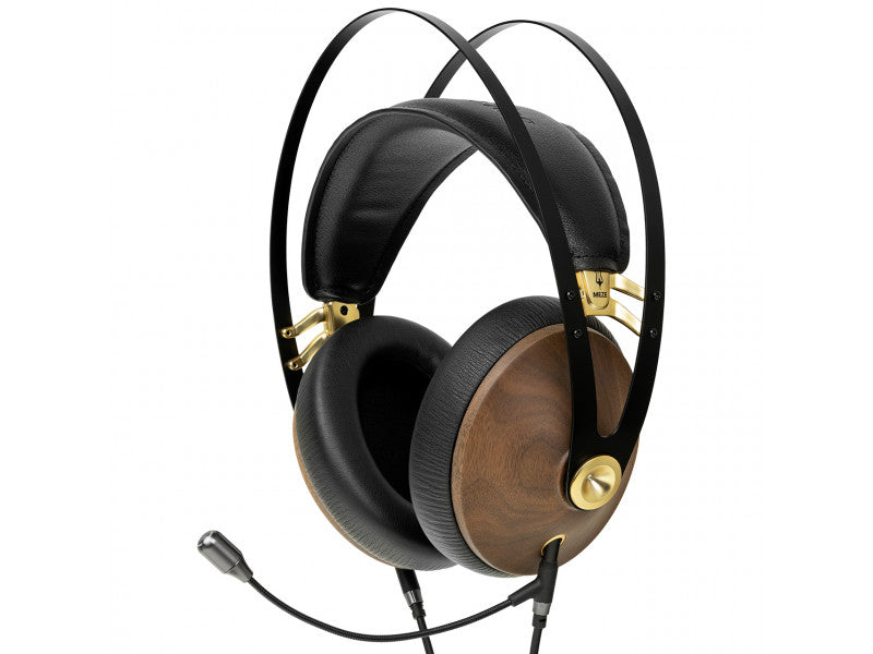 Meze Audio Headphones 99 Classic Over Ear with Boom Mic Headset Bundle in walnut