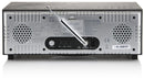 All-in-one Tivoli Music System BT, black/silver finish, rear view. 