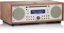 All-in-one Tivoli Music System BT, walnut/beige finish, side view. 