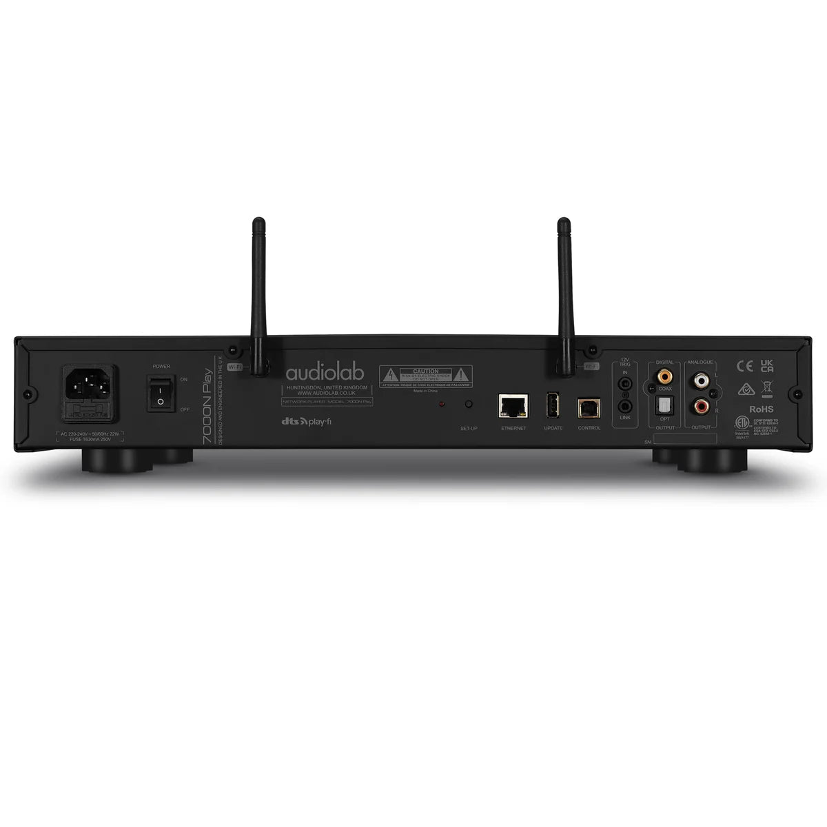 Audiolab 7000N Play Network Streamer, rear view, black finish Art et Son