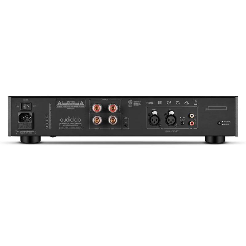 Audiolab 9000P Power Amplifier, rear view, black finish, Art et Son