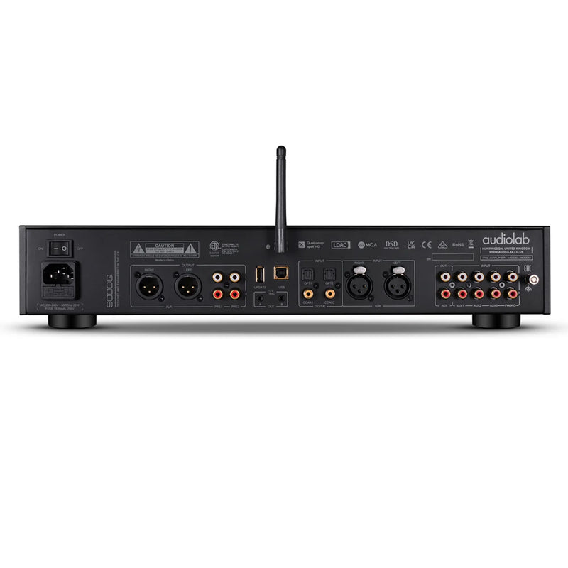 Audiolab 9000Q Preamplifier, rear view, black finish, Art et Son