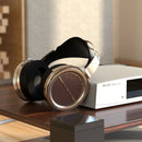 View of the Aune AR5000 Open Back Headphone, easy to drive balanced sounding headphone paired with Aune S10 Reference DAC.