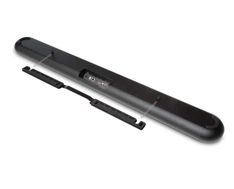 Bluesound CINEMA Streaming Soundbar with Dolby Atmos, rear view with wall mount, Art et Son