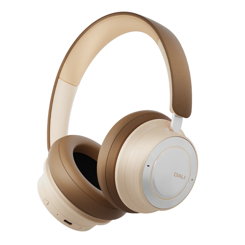 Dali IO-8 Wireless Noise Cancelling Headphones, Caramel White, side front view, Art et Son
