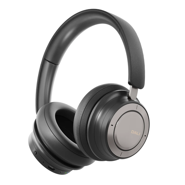 Dali IO-8 Wireless Noise Cancelling Headphones, Iron Black, side front view, Art et Son