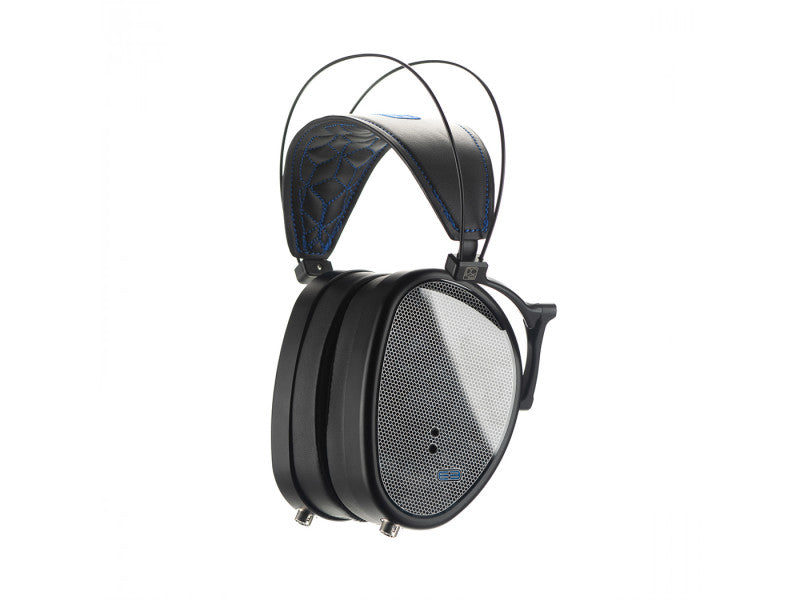 Dan Clark Audio E3 planar magnetic, closed back, ultra high performance headphone, angled view