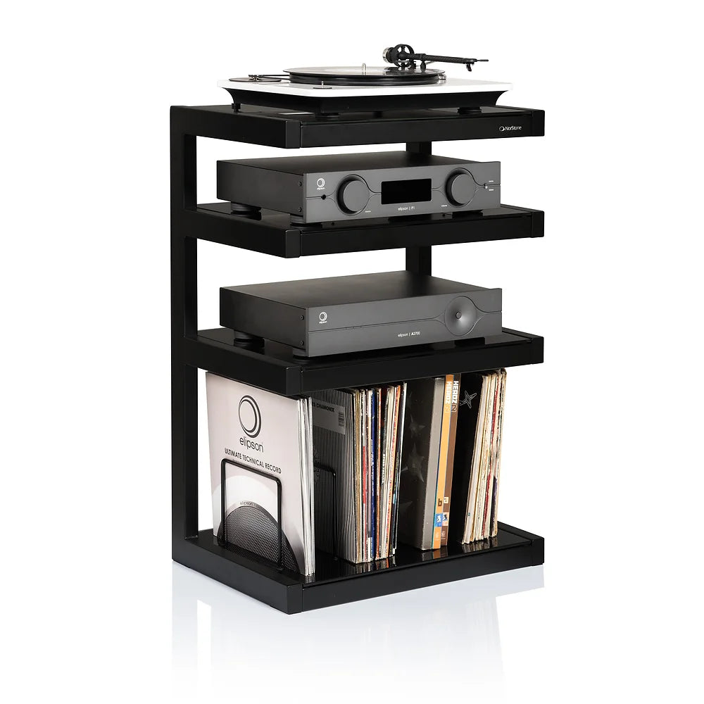 NORSTONE Esse Hi Fi Vinyl Rack with black glass shelves