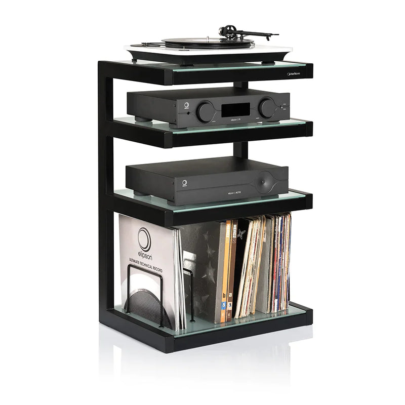 NORSTONE Esse Hi Fi Vinyl Rack with frosted glass shelves