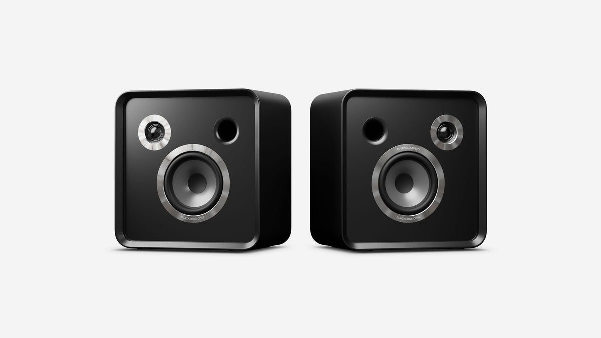 Eversolo SE100, Hi-Fi Bookshelf Speaker, black, front view, no front grilles, Art et Son