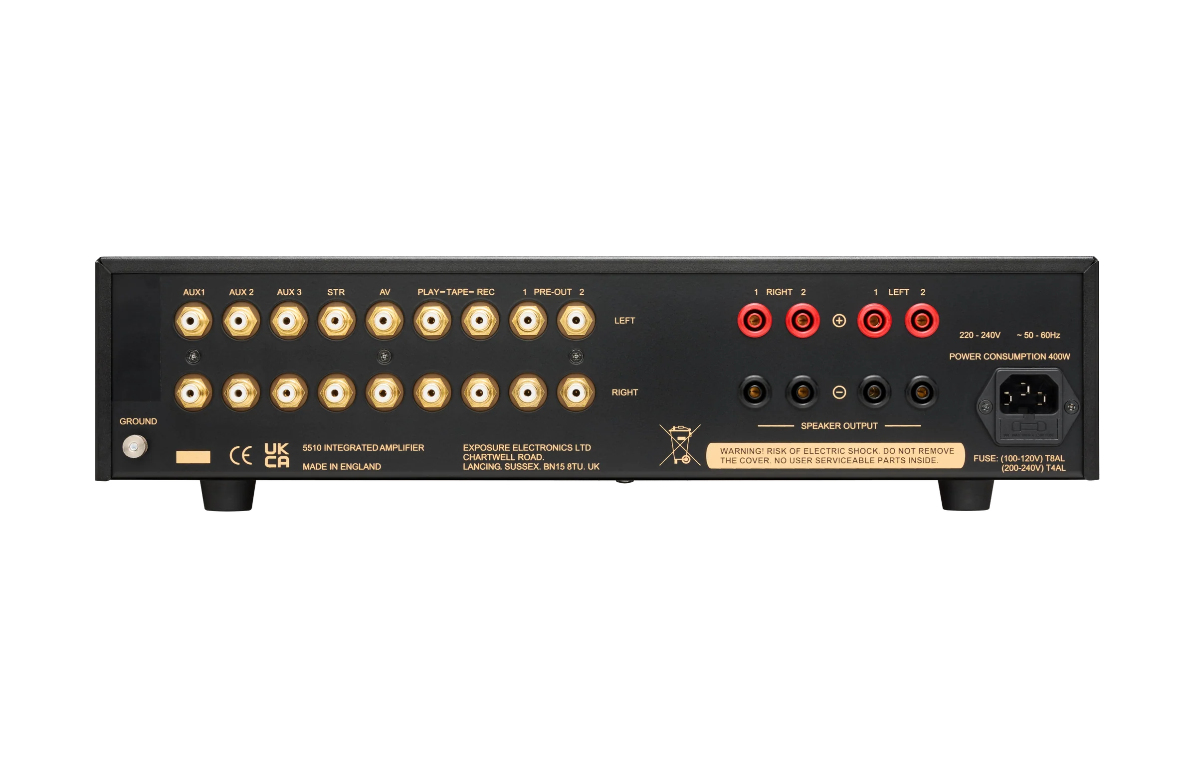 Exposure 5510 Integrated Amplfier, rear view, Art et Son