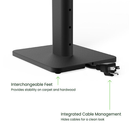 Kanto Height-Adjustable Bookshelf Speaker Stands, bottom plate desription