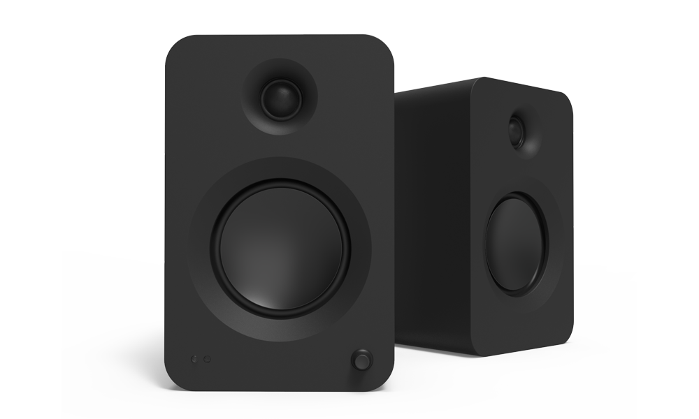 Kanto REN Powered Speaker System, matte black, front view