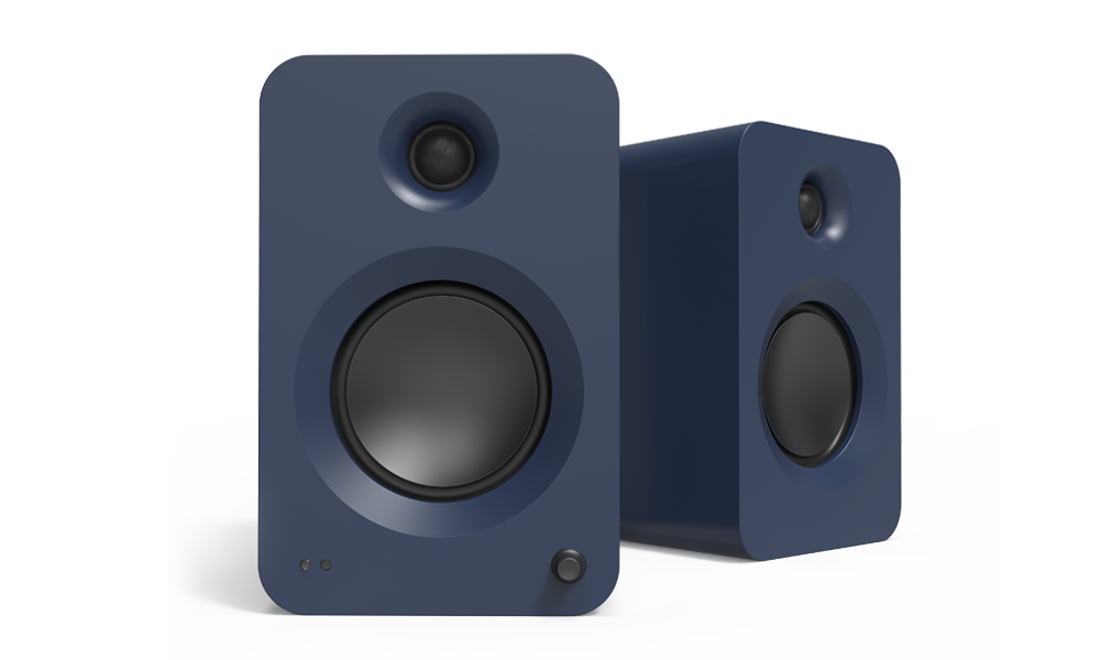 Kanto REN Powered Speaker System, matte blue, front view