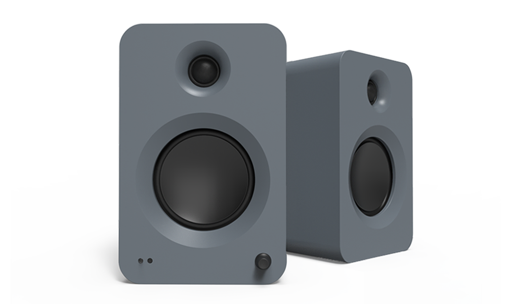 Kanto REN Powered Speaker System, matte grey, front view