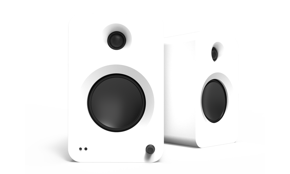 Kanto REN Powered Speaker System, matte white, front view