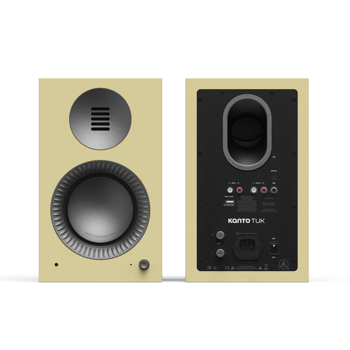 Kanto TUK G2 Powered Bookshelf Speakers, Gloss Butter, Art et Son
