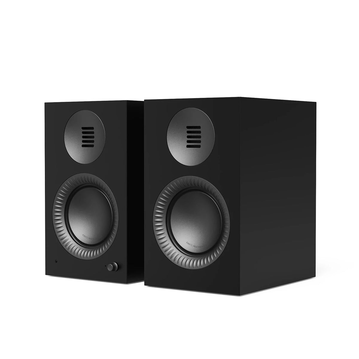 Kanto TUK G2 Powered Bookshelf Speakers, front view, Matt Black Art et Son