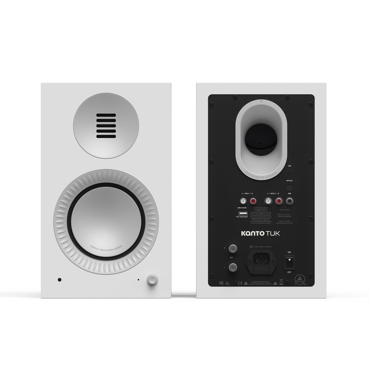 Kanto TUK G2 Powered Bookshelf Speakers, Matt White, Art et Son