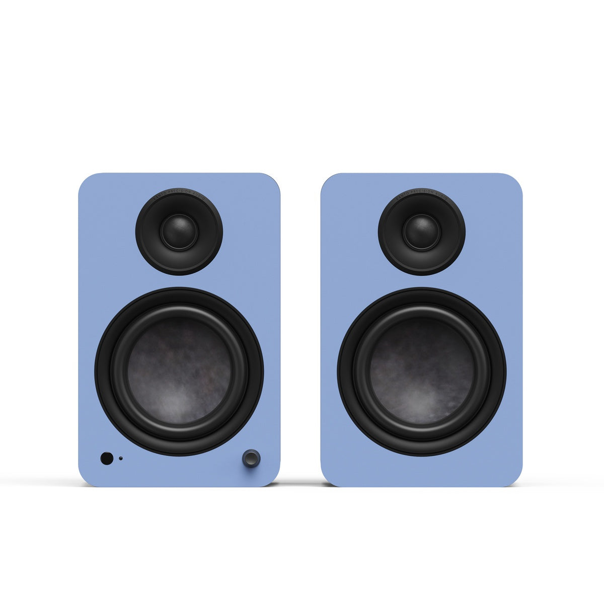 Kanto YU6 (2nd Gen) 200W Powered Bookshelf Speakers, ice blue, front view,  Art et Son