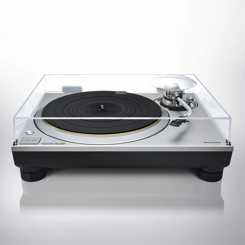 Technics SL-1300G, argent vue de dessus avec couvercle