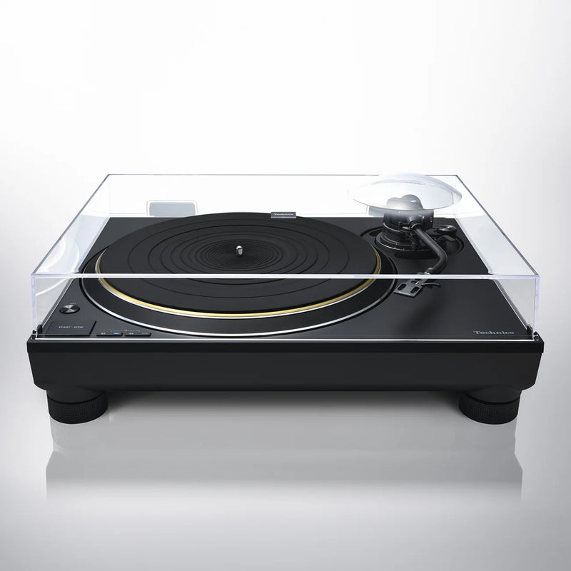 Technics SL-1300G, noir vue de dessus avec couvercle