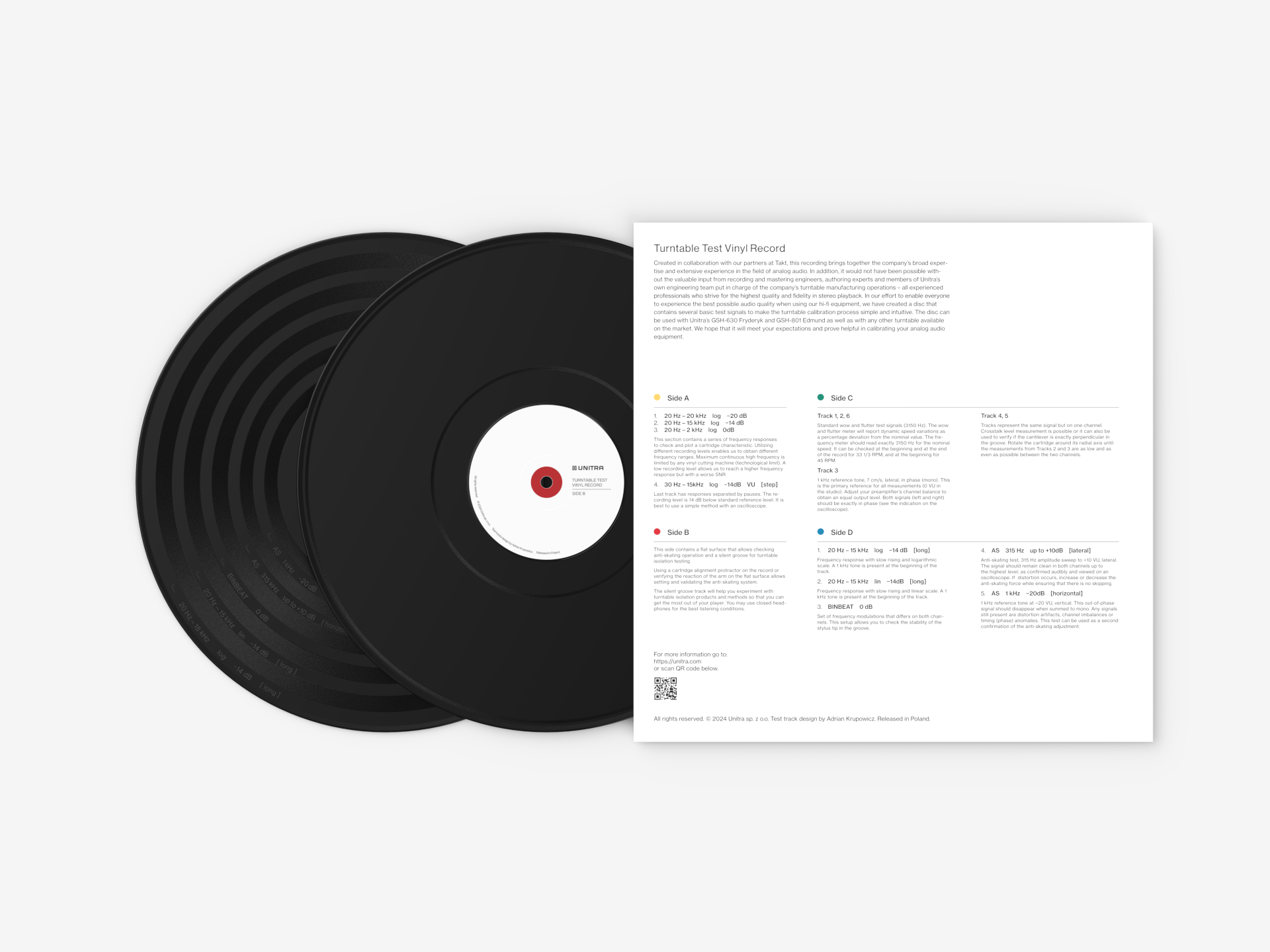 Unitra WT-2 Turntable Test Vinyl Record - Laboratory Edition