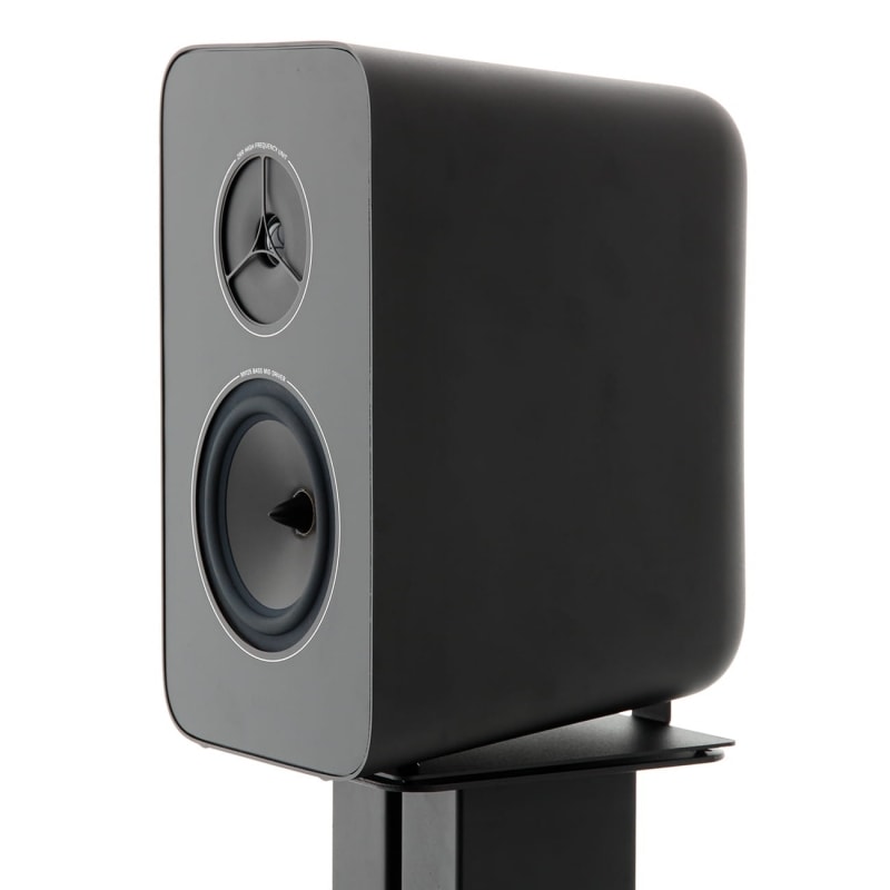Rega KYTE speaker stand adapter front view with speaker