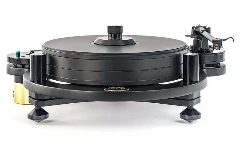 Michell Orbe SE Turntable, black finish, side view