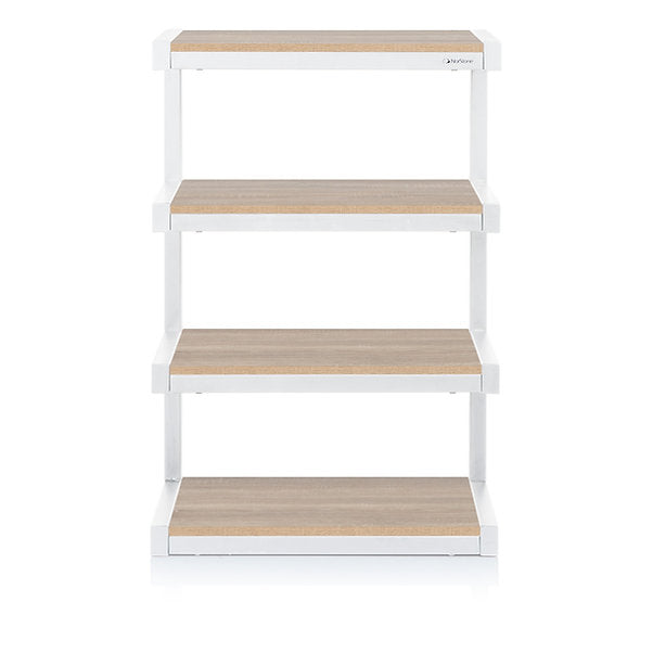 NORSTONE Esse Hi Fi Rack white metal with oak shelves